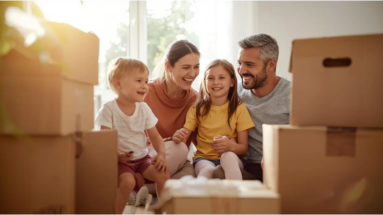 Familia realizando su mudanza