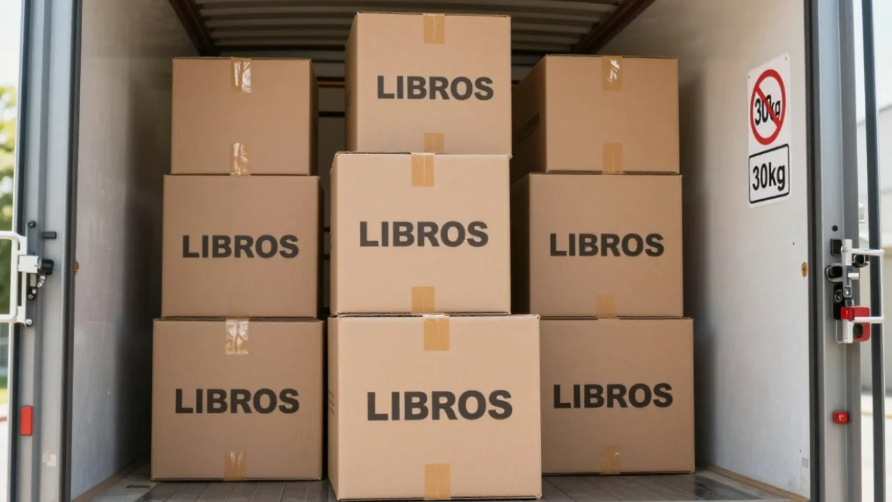 Peso máximo permitido en un camión para mudanzas cargado con cajas pesadas